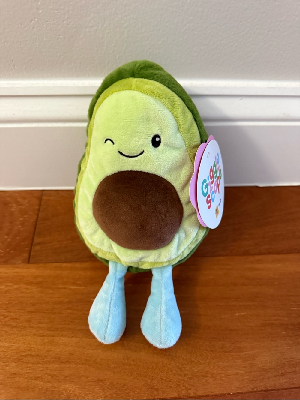 Green Plush Avocado Toy with Brown Pit
